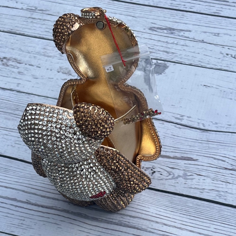 Panda Teddy Bear NEW Rhinestone Crystal Clutch Bag Purse Minaudiere Whimsy Bling - Picture 8 of 15